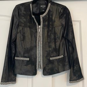 Faux leather with rhinestone trim jacket